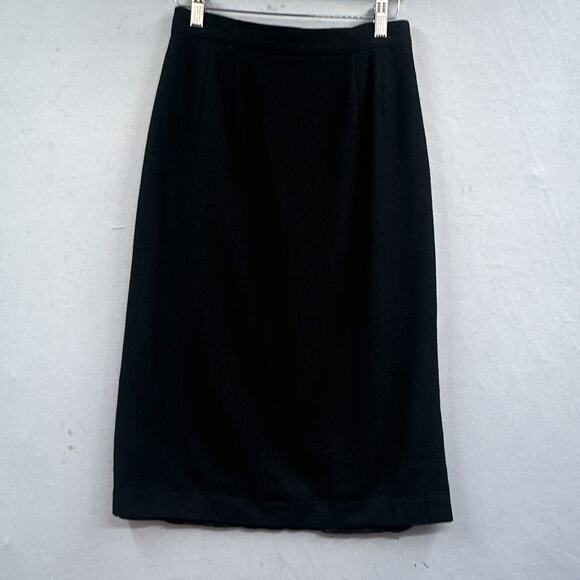 VTG Sag Harbor Wool Skirt Small Black Business Career Old Money Academia Preppy - Picture 2 of 15